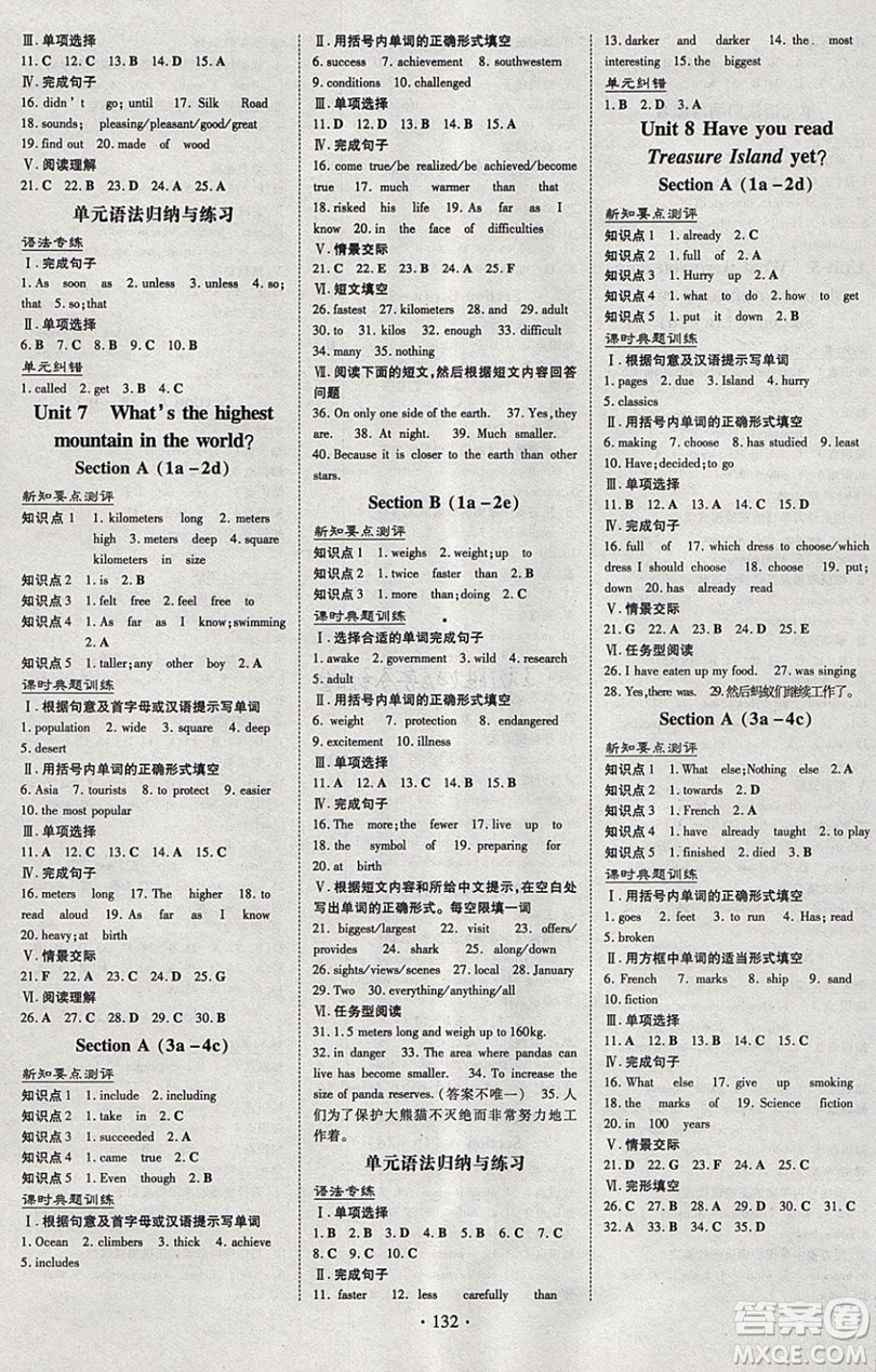 2019導(dǎo)與練練案課時練課時作業(yè)本八年級下冊英語人教版答案