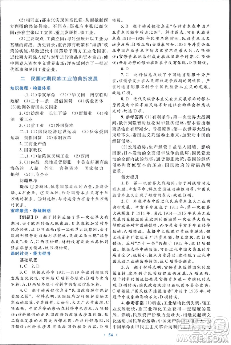 2020高中同步測(cè)控優(yōu)化設(shè)計(jì)歷史必修2人民版答案