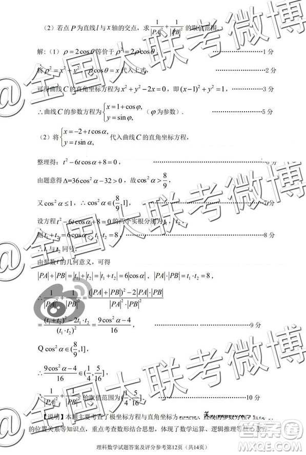 2019年深圳市高三一模考試?yán)砜茢?shù)學(xué)參考答案