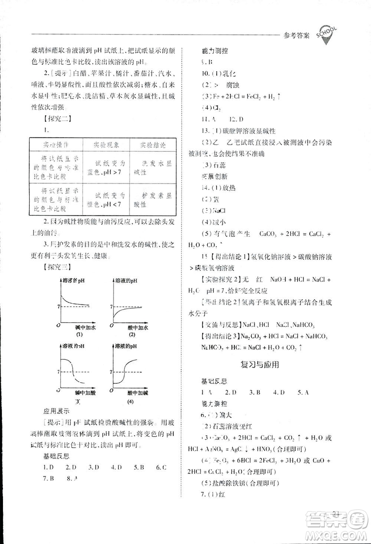 2019新課程問題解決導學方案九年級下冊化學人教版答案