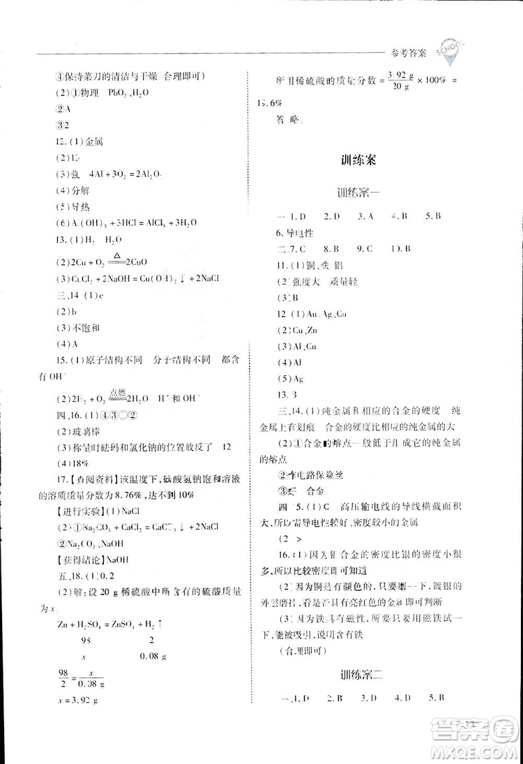 2019新課程問題解決導學方案九年級下冊化學人教版答案