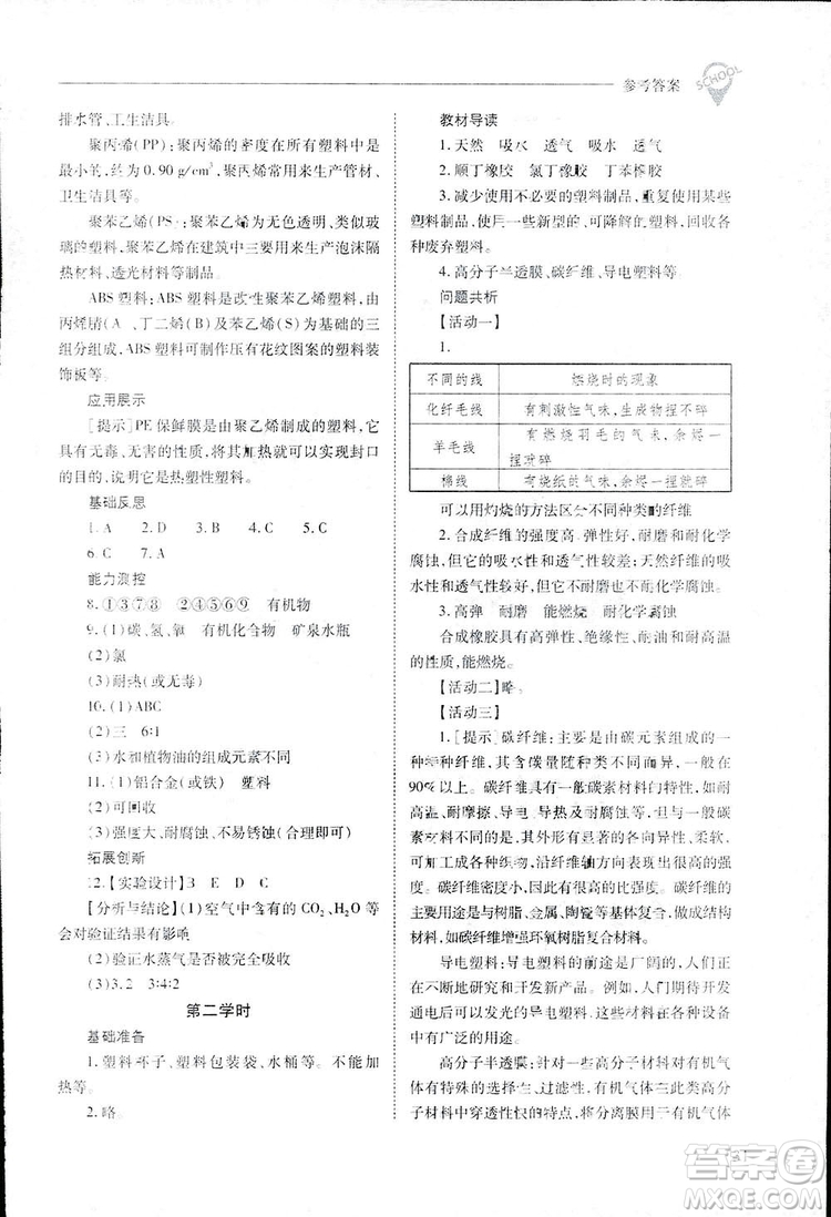 2019新課程問題解決導學方案九年級下冊化學人教版答案