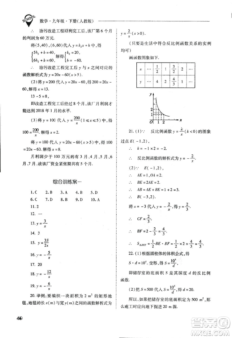 2019新課程問題解決導(dǎo)學(xué)方案九年級(jí)下冊(cè)數(shù)學(xué)人教版答案