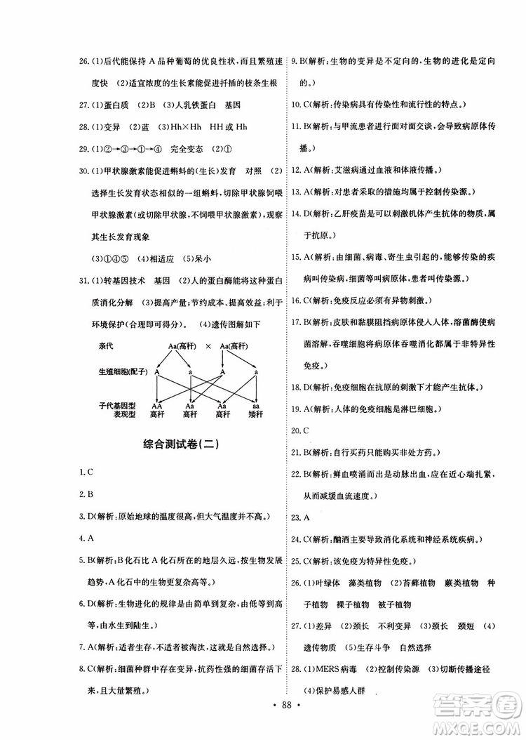 2019版長江全能學(xué)案同步練習(xí)冊八年級(jí)下冊生物學(xué)人教版參考答案