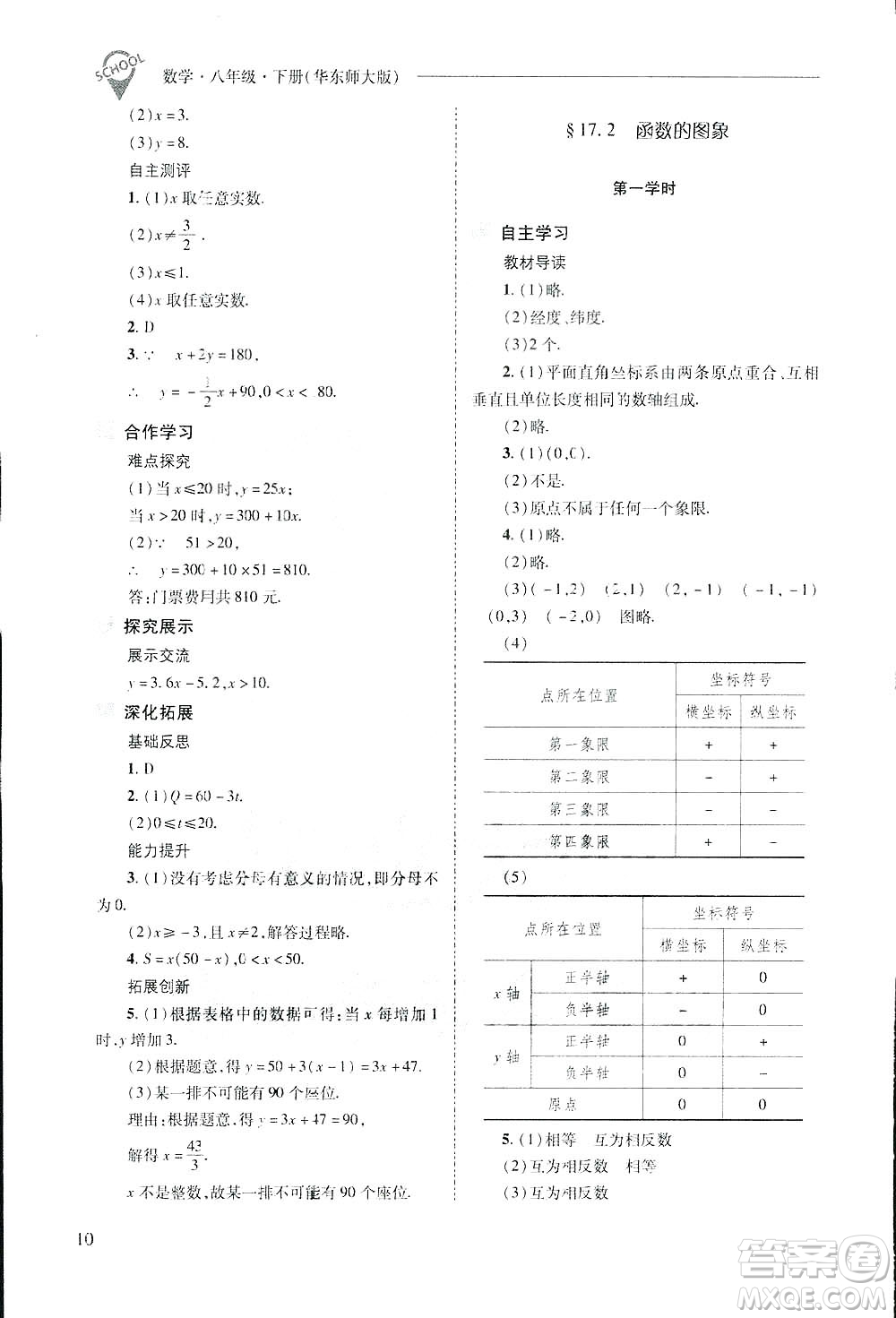 2019新課程問(wèn)題解決導(dǎo)學(xué)方案數(shù)學(xué)八年級(jí)下冊(cè)華東師大版答案