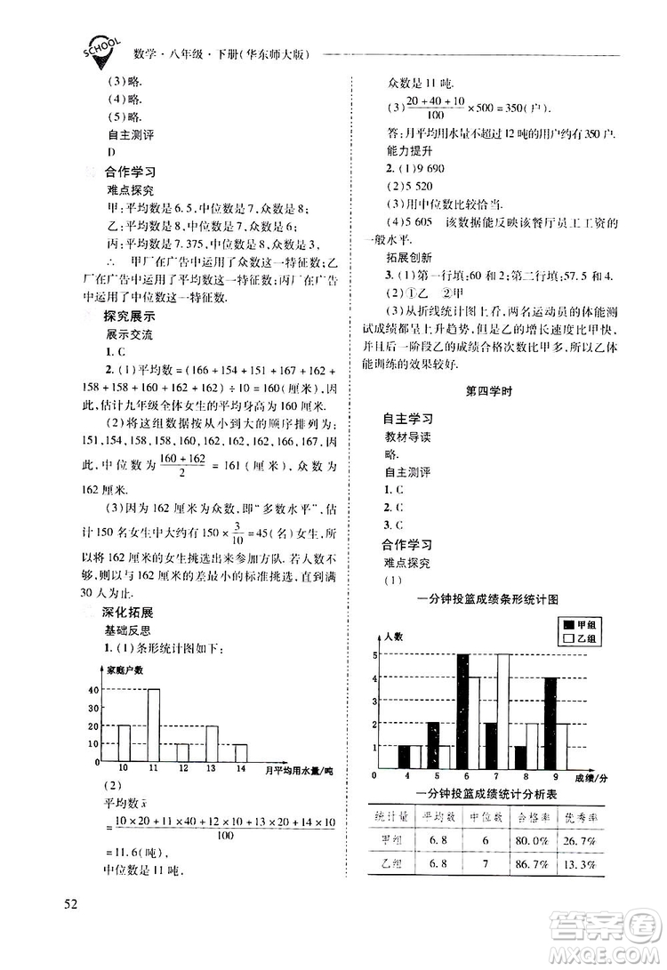 2019新課程問(wèn)題解決導(dǎo)學(xué)方案數(shù)學(xué)八年級(jí)下冊(cè)華東師大版答案