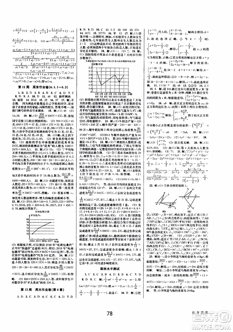 BBS精品系列2019春初中新學(xué)案優(yōu)化與提高七年級數(shù)學(xué)下冊B參考答案