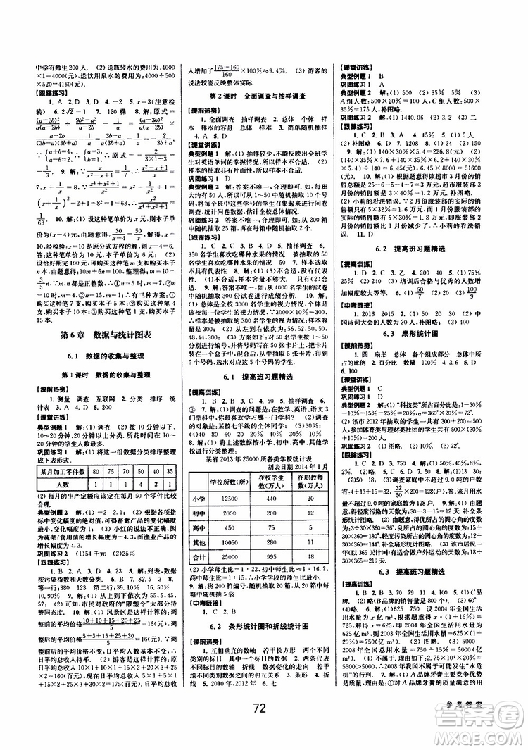 BBS精品系列2019春初中新學(xué)案優(yōu)化與提高七年級(jí)數(shù)學(xué)下冊(cè)A參考答案