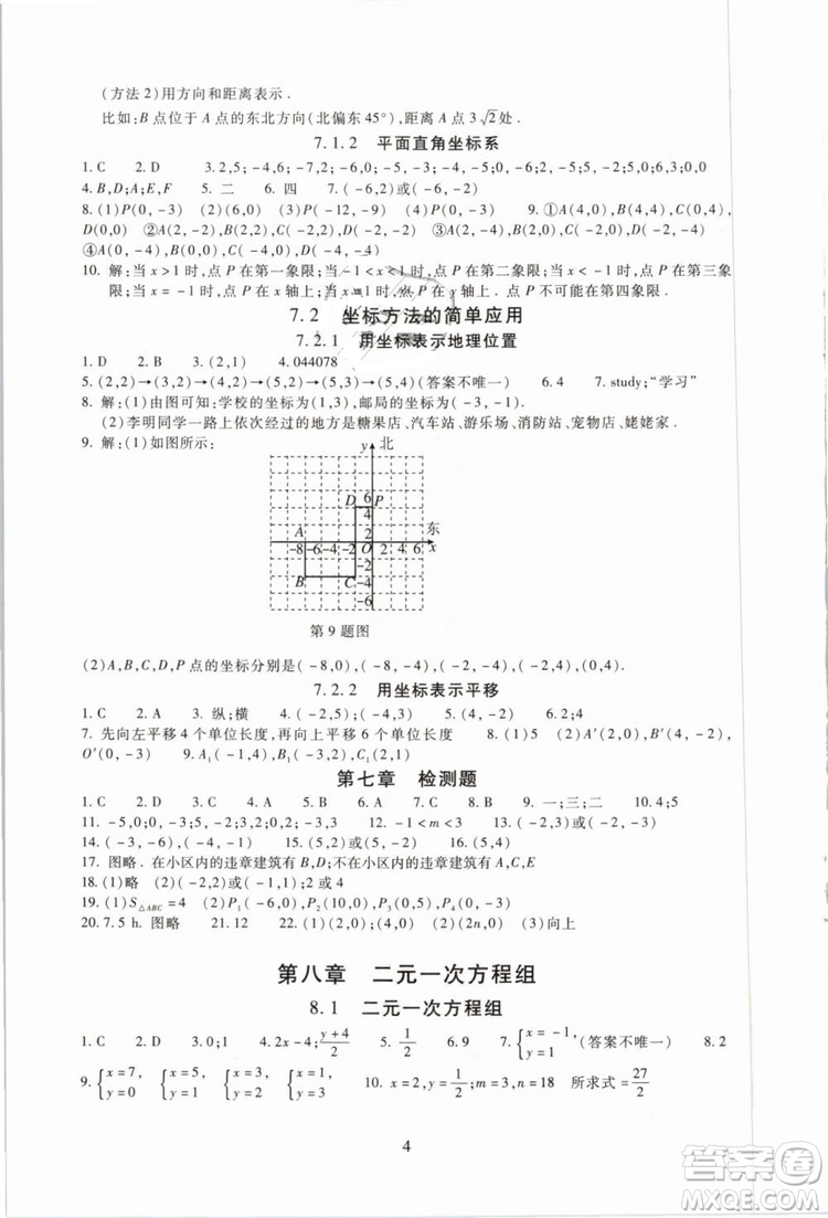 海淀名師伴你學(xué)2019版同步學(xué)練測(cè)七年級(jí)數(shù)學(xué)下冊(cè)第二版人教版參考答案