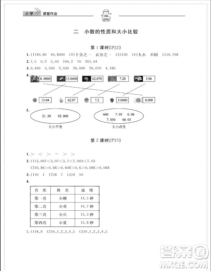 武漢出版社2019天天向上課堂作業(yè)四年級數(shù)學(xué)下冊人教版答案