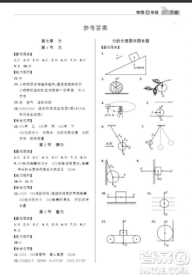 武漢出版社2019智慧學習課堂作業(yè)八年級物理下冊人教版答案