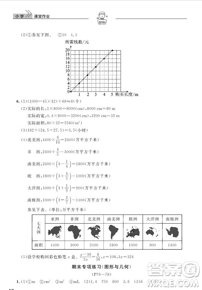 武漢出版社2019天天向上課堂作業(yè)六年級下冊數(shù)學(xué)人教版答案