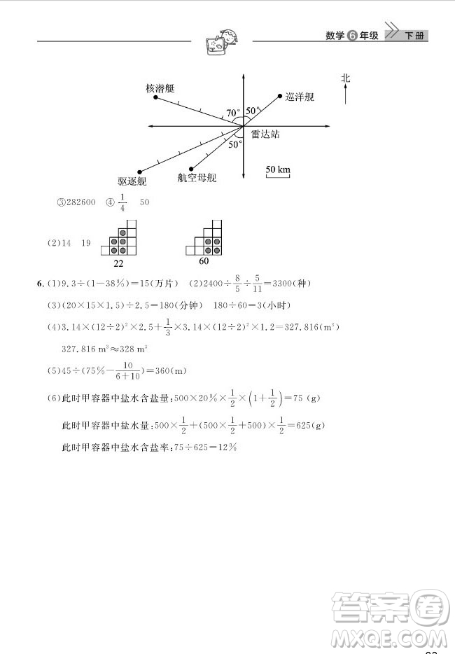 武漢出版社2019天天向上課堂作業(yè)六年級下冊數(shù)學(xué)人教版答案