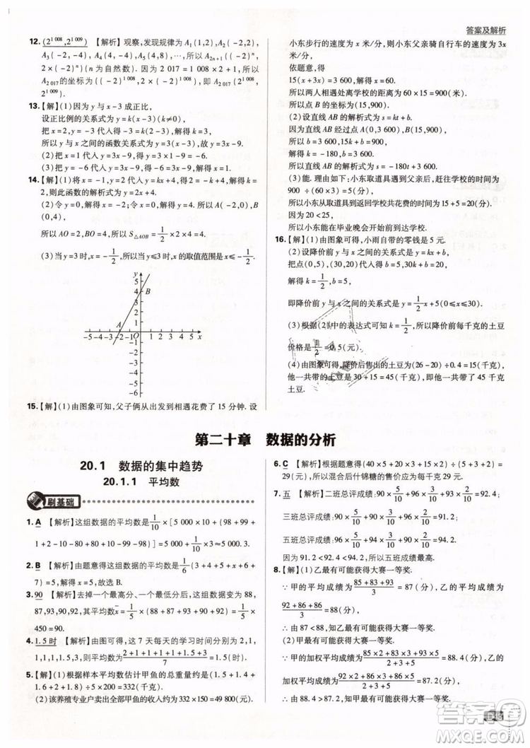 2019新版初中必刷題八年級(jí)下冊(cè)數(shù)學(xué)RJ人教版參考答案