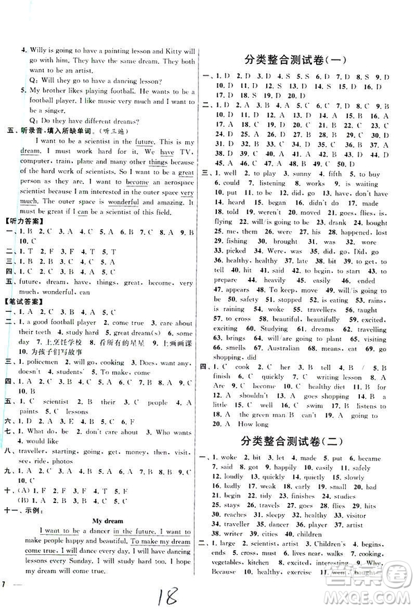 2019春亮點給力大試卷英語六年級下冊新課標(biāo)江蘇版參考答案