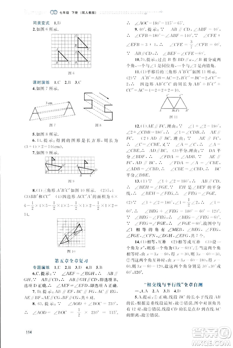 廣西師范大學(xué)出版社2019新課程學(xué)習(xí)與測評同步學(xué)習(xí)數(shù)學(xué)七年級下冊人教版答案