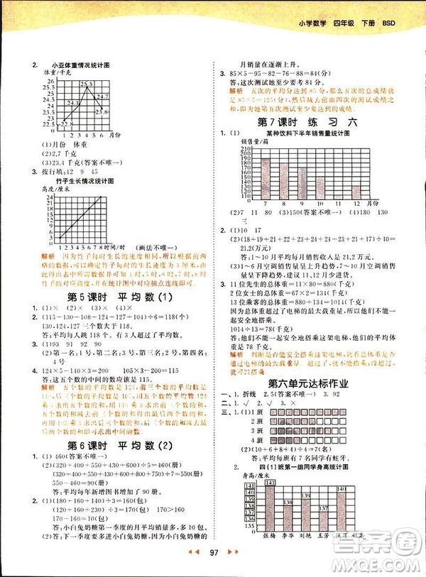 小兒郎2019春季53天天練四年級下冊數(shù)學(xué)北師大版參考答案