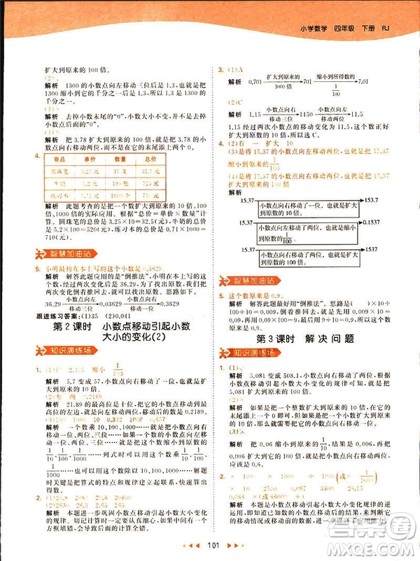 小兒郎2019春53天天練四年級(jí)下冊(cè)小學(xué)數(shù)學(xué)人教版參考答案