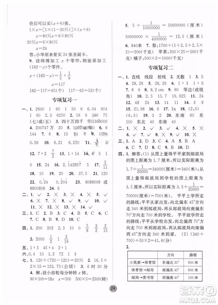 2019春課時金練六年級下冊數(shù)學(xué)江蘇版參考答案