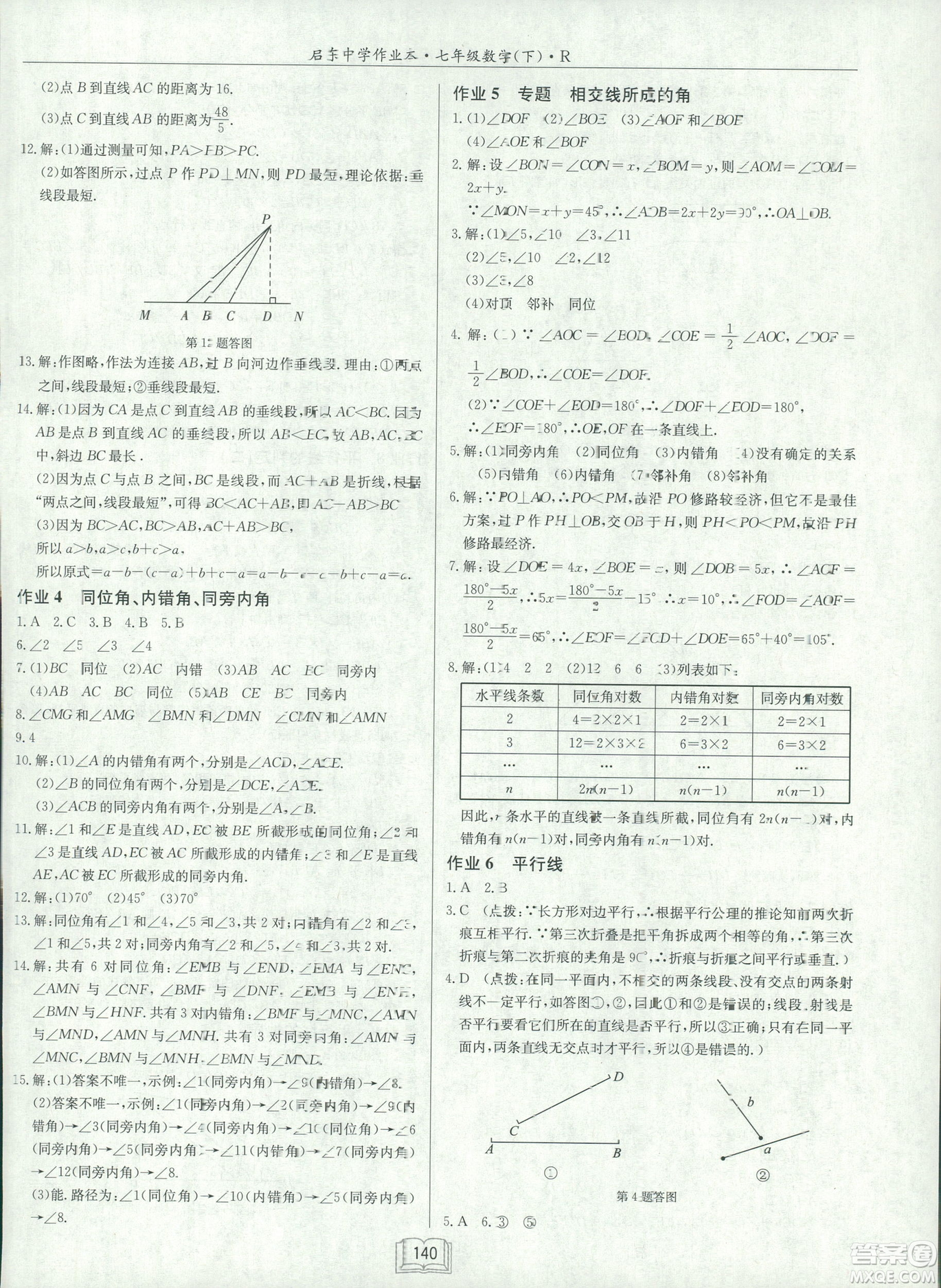 2019春啟東中學作業(yè)本人教版R七年級數(shù)學下冊答案