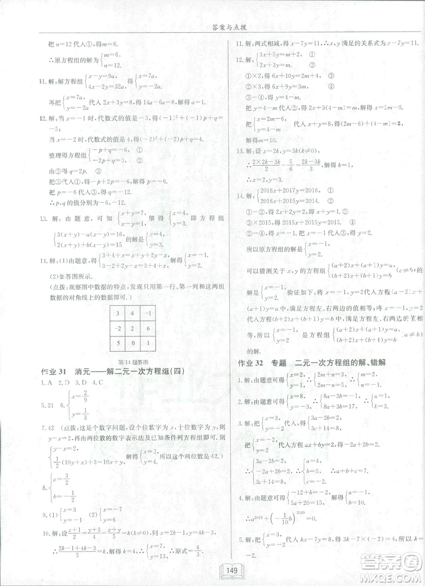 2019春啟東中學作業(yè)本人教版R七年級數(shù)學下冊答案