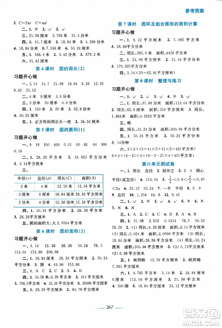 2019年名師點(diǎn)撥課課通教材全解析五年級數(shù)學(xué)下蘇教版參考答案