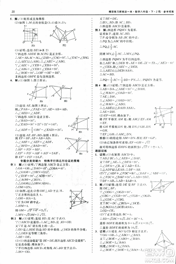 2019年精彩練習(xí)就練這一本八年級下冊數(shù)學(xué)Z版浙教版9787517813545參考答案