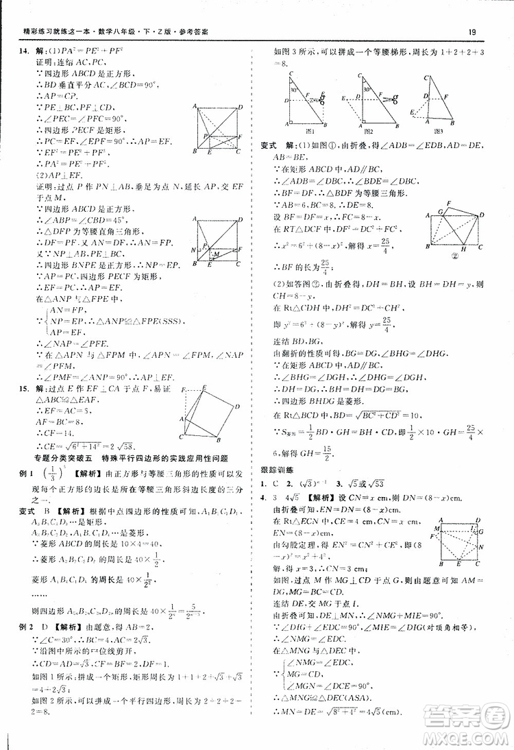 2019年精彩練習(xí)就練這一本八年級下冊數(shù)學(xué)Z版浙教版9787517813545參考答案