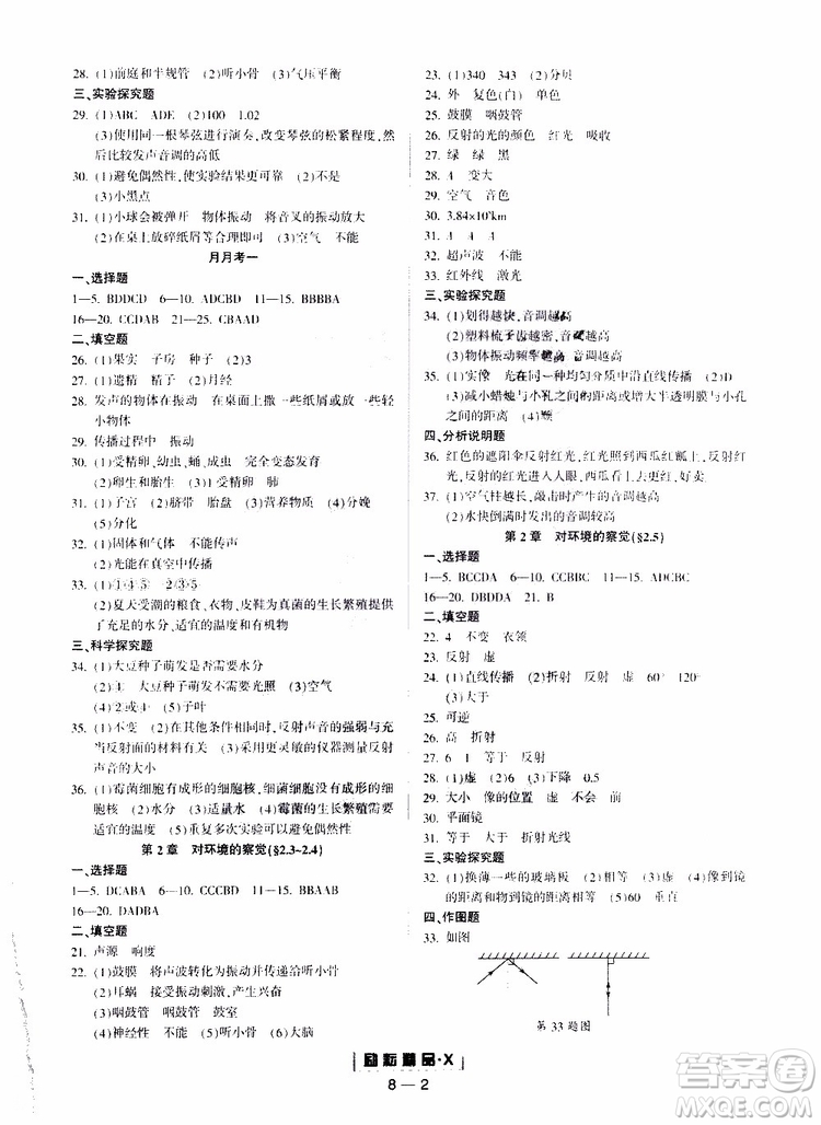 勵(lì)耘書(shū)業(yè)2019年周周練勵(lì)耘活頁(yè)七年級(jí)下冊(cè)科學(xué)浙教版9787544966887參考答案