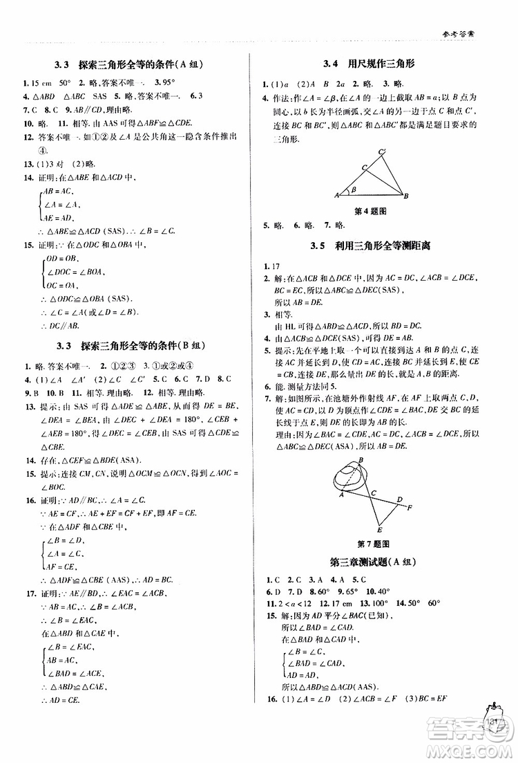 金博士2019年輕巧奪冠七年級數(shù)學下冊青島專用參考答案