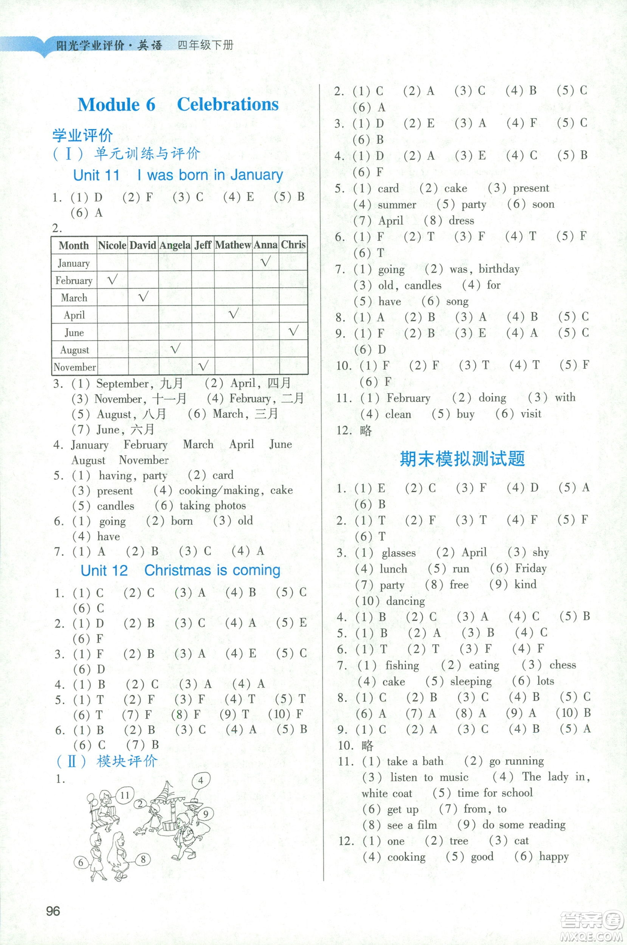 2019春廣州專用版陽(yáng)光學(xué)業(yè)評(píng)價(jià)教科版英語(yǔ)四年級(jí)下冊(cè)答案