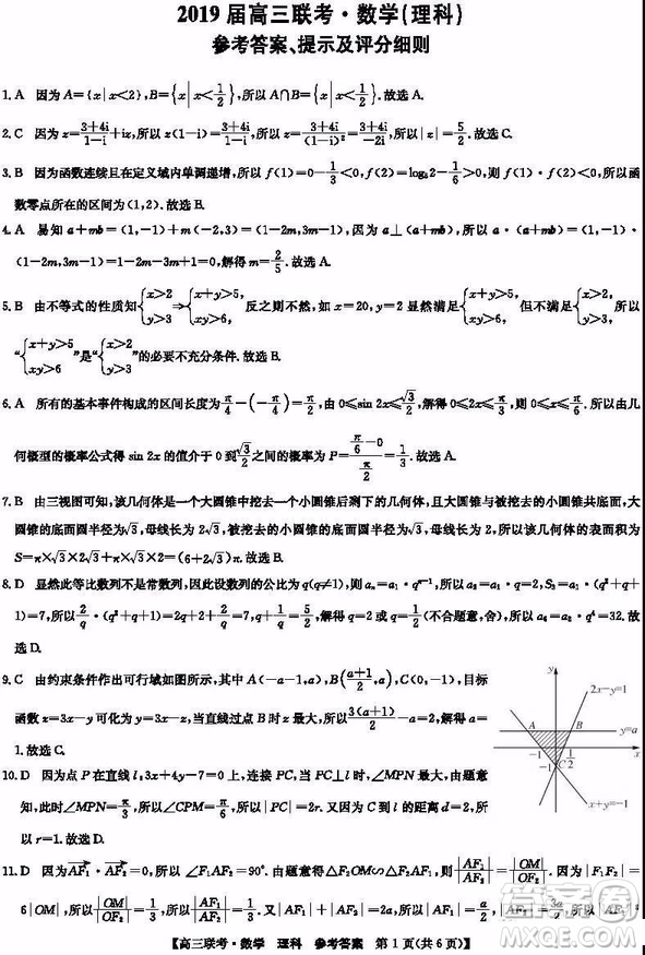 2019年菏澤高三一模數(shù)學(xué)試題及答案