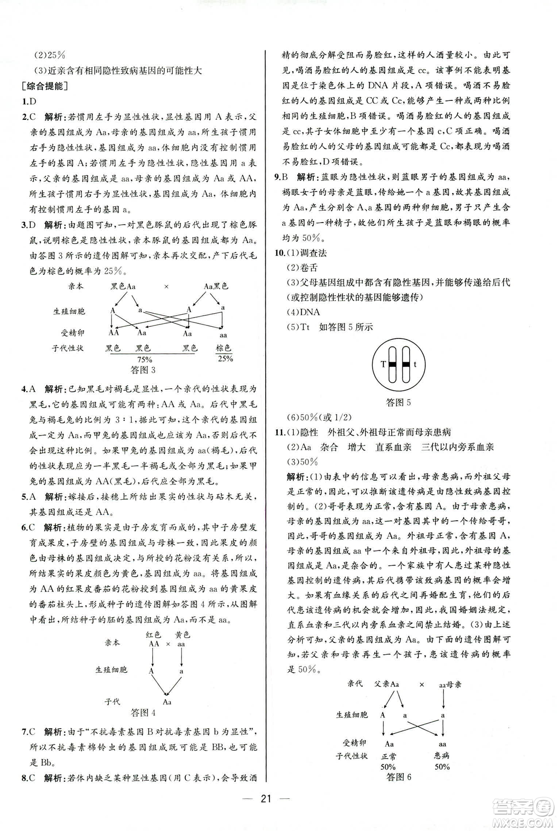 河北專版2019人教版八年級下冊生物學課時練同步學歷案答案