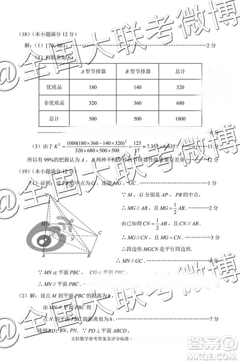 2019年3月云南高三省統(tǒng)測數(shù)學試卷及答案