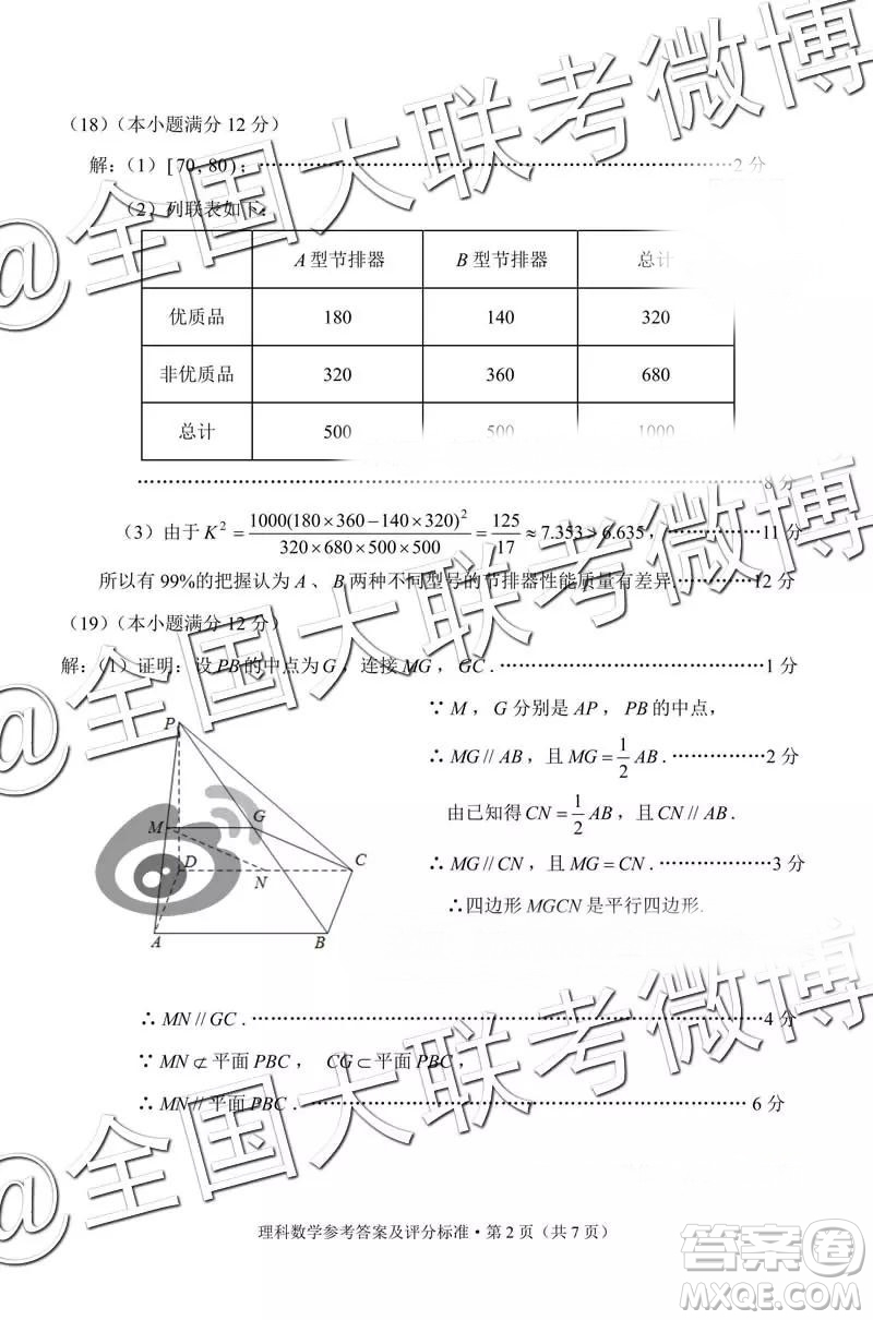 2019年3月云南高三省統(tǒng)測數(shù)學試卷及答案