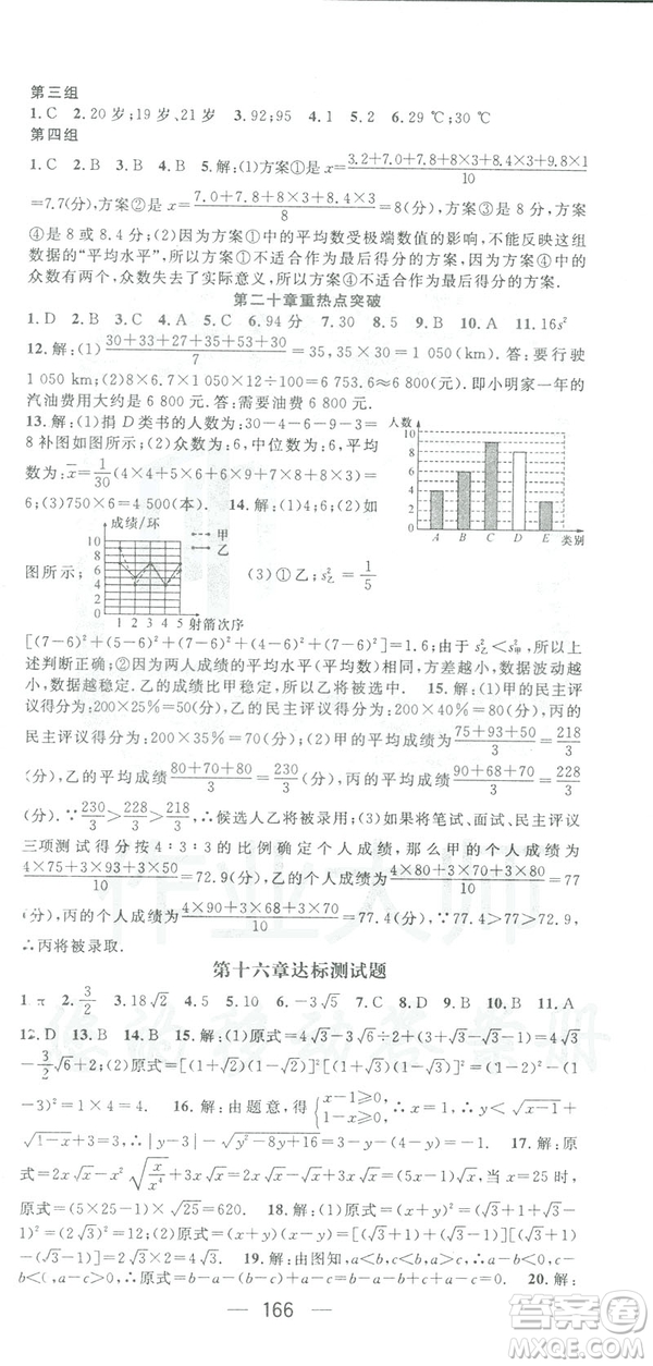 鴻鵠志文化2019RJ人教版名師測控八年級(jí)數(shù)學(xué)下冊云南專版答案