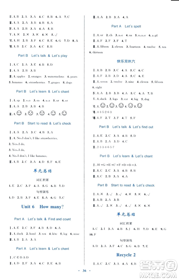 2019年新課標學(xué)習(xí)目標與檢測三年級英語下冊人教版答案