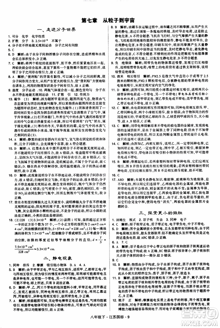 經(jīng)綸學(xué)典2019版學(xué)霸題中題物理八年級(jí)下冊(cè)江蘇國(guó)標(biāo)第三次修訂參考答案