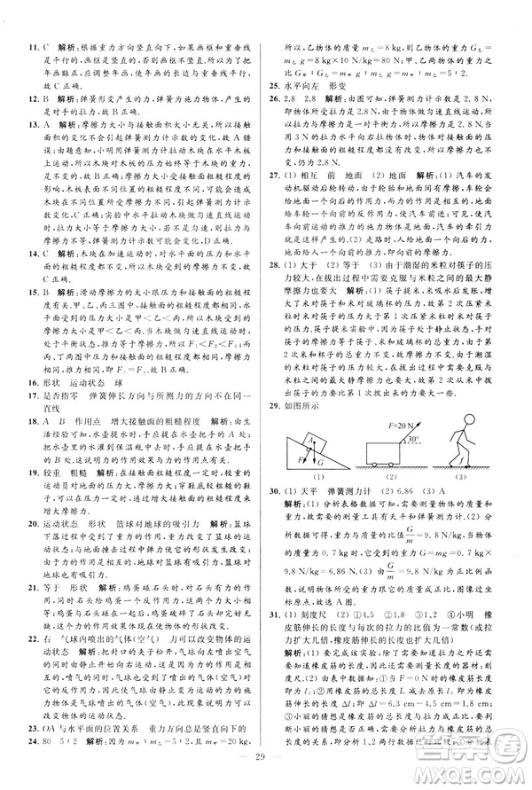 2019春亮點(diǎn)給力大試卷物理新課標(biāo)江蘇版八年級(jí)下冊(cè)答案