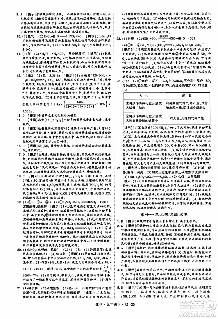 2019版經(jīng)綸學(xué)典學(xué)霸題中題九年級化學(xué)下冊人教RJ版參考答案