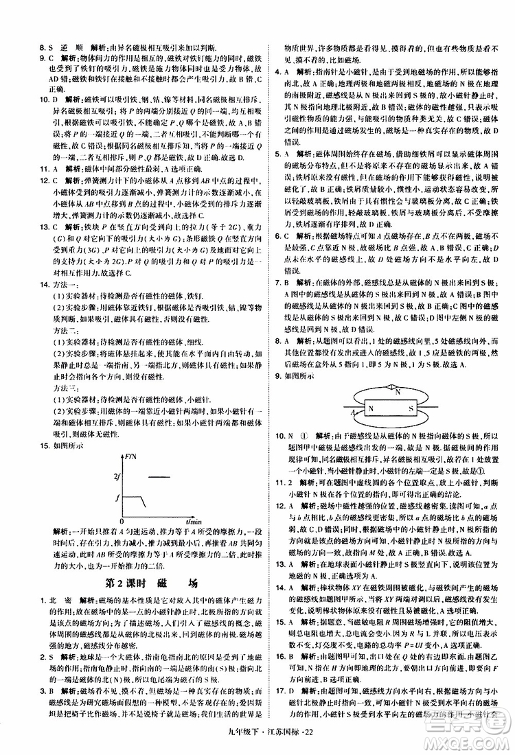 經(jīng)綸學典2019年學霸題中題物理九年級下冊江蘇國標參考答案