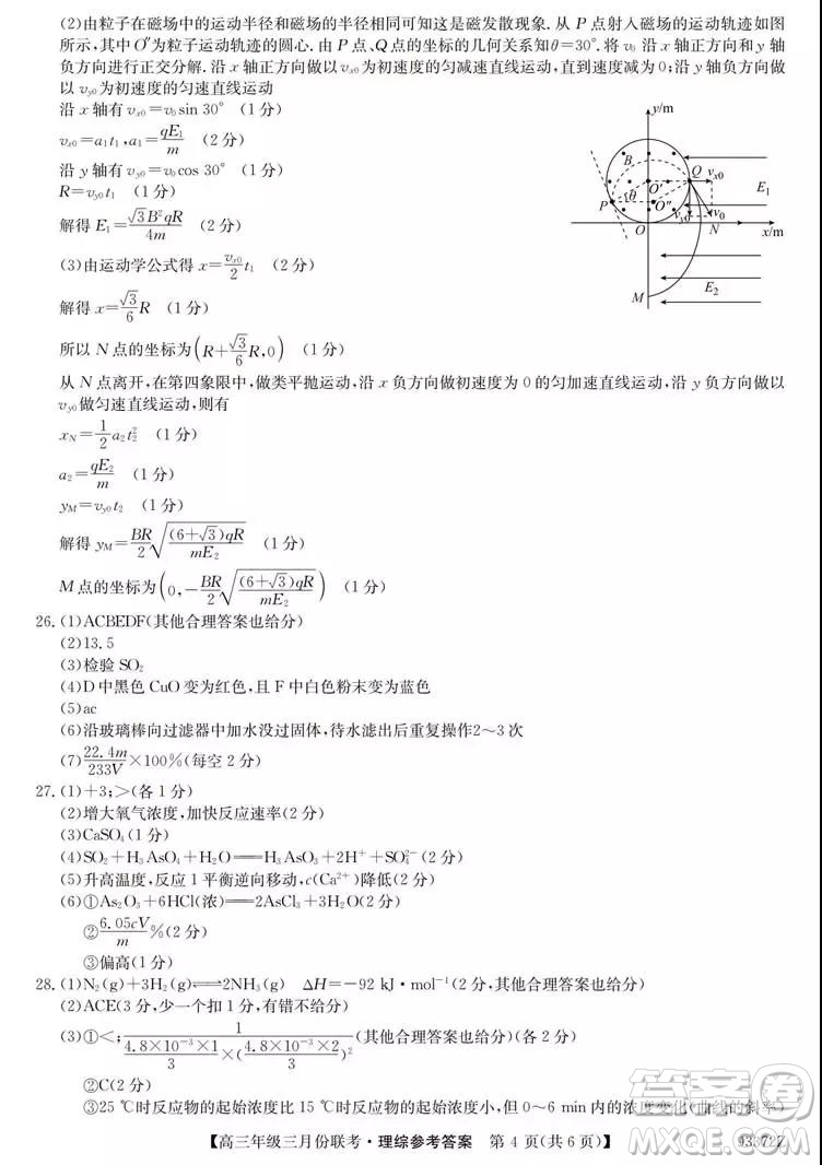 2019年全國高三年級三月份聯(lián)考理綜試卷及參考答案