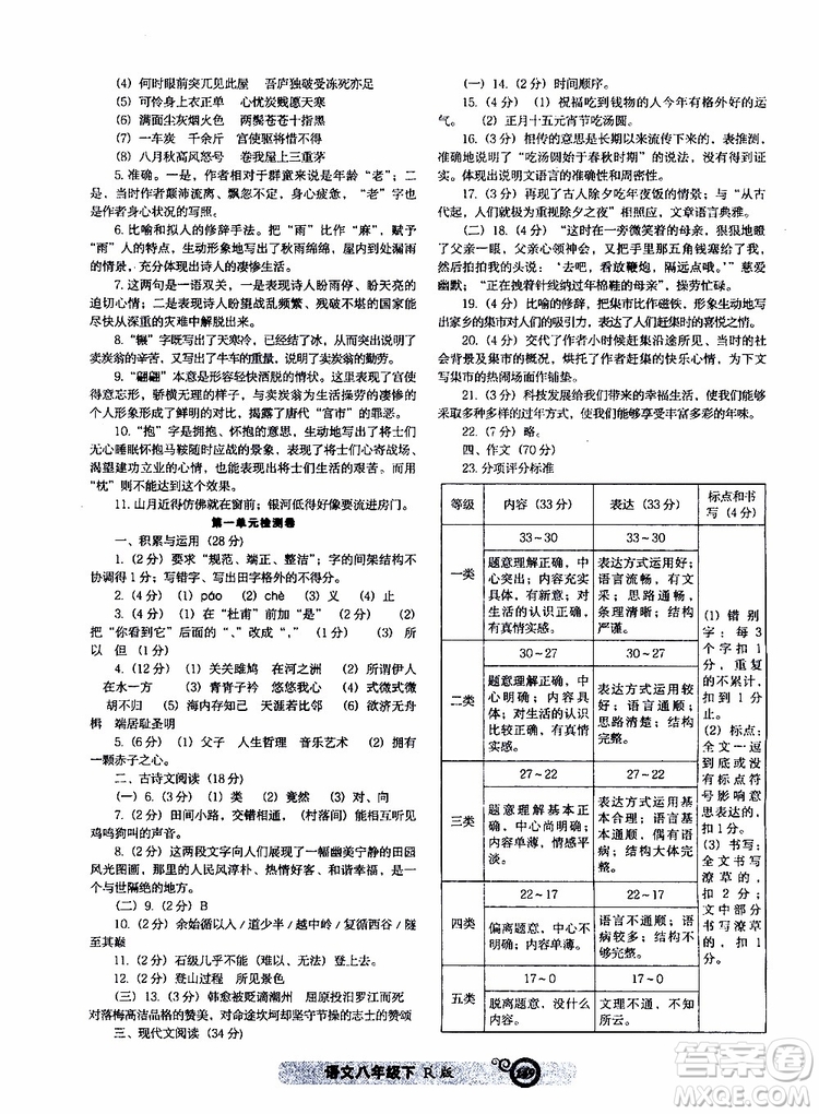 2019年尖子生課時作業(yè)新課堂八年級下語文人教版R版參考答案