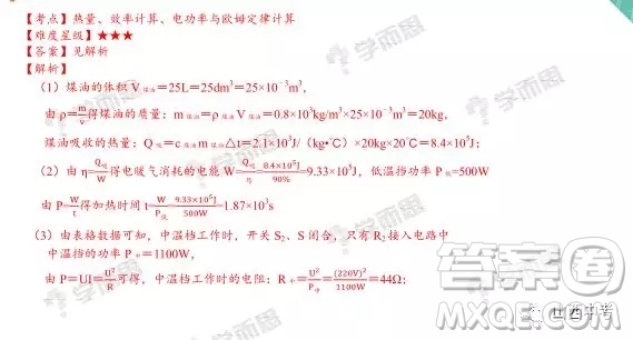 2019年山西中考百校聯(lián)考一理綜試題及答案