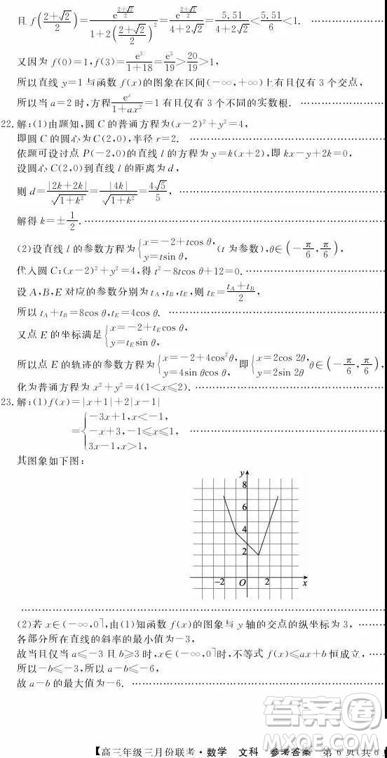 2019年毛坦廠中學高三3月聯(lián)考文科數(shù)學試題及答案