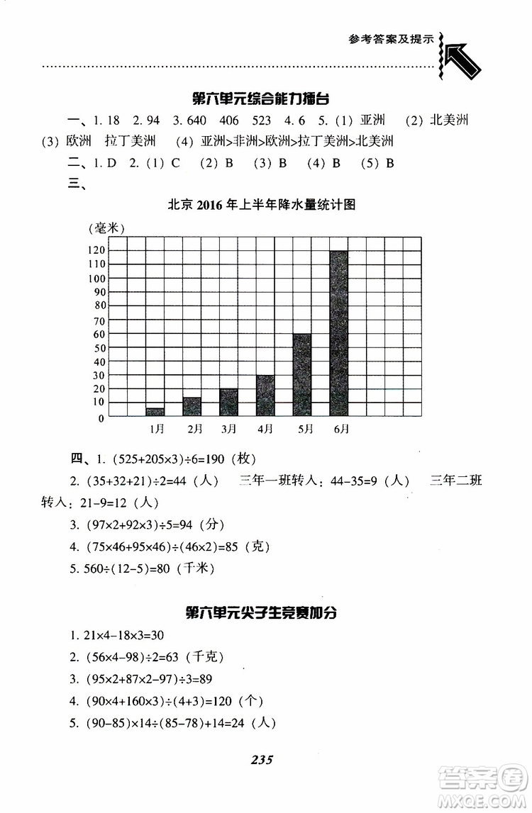 2019年小學(xué)尖子生題庫(kù)數(shù)學(xué)四年級(jí)下冊(cè)北師版BS版參考答案