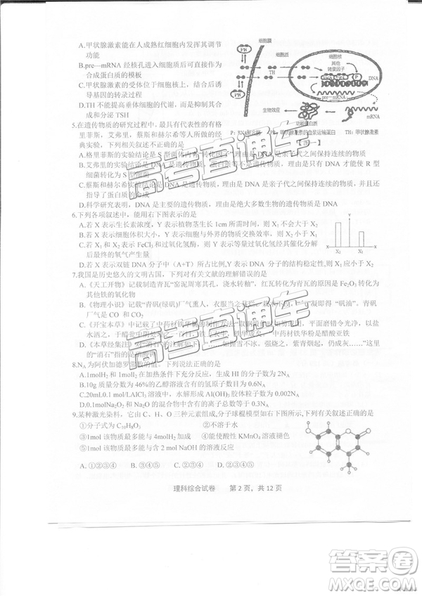 2019年3月上饒二模高三文綜理綜試題及參考答案