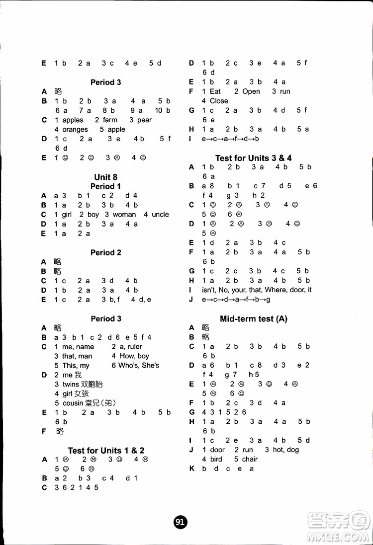 2019版小學(xué)英語(yǔ)課課練三年級(jí)下冊(cè)譯林版參考答案