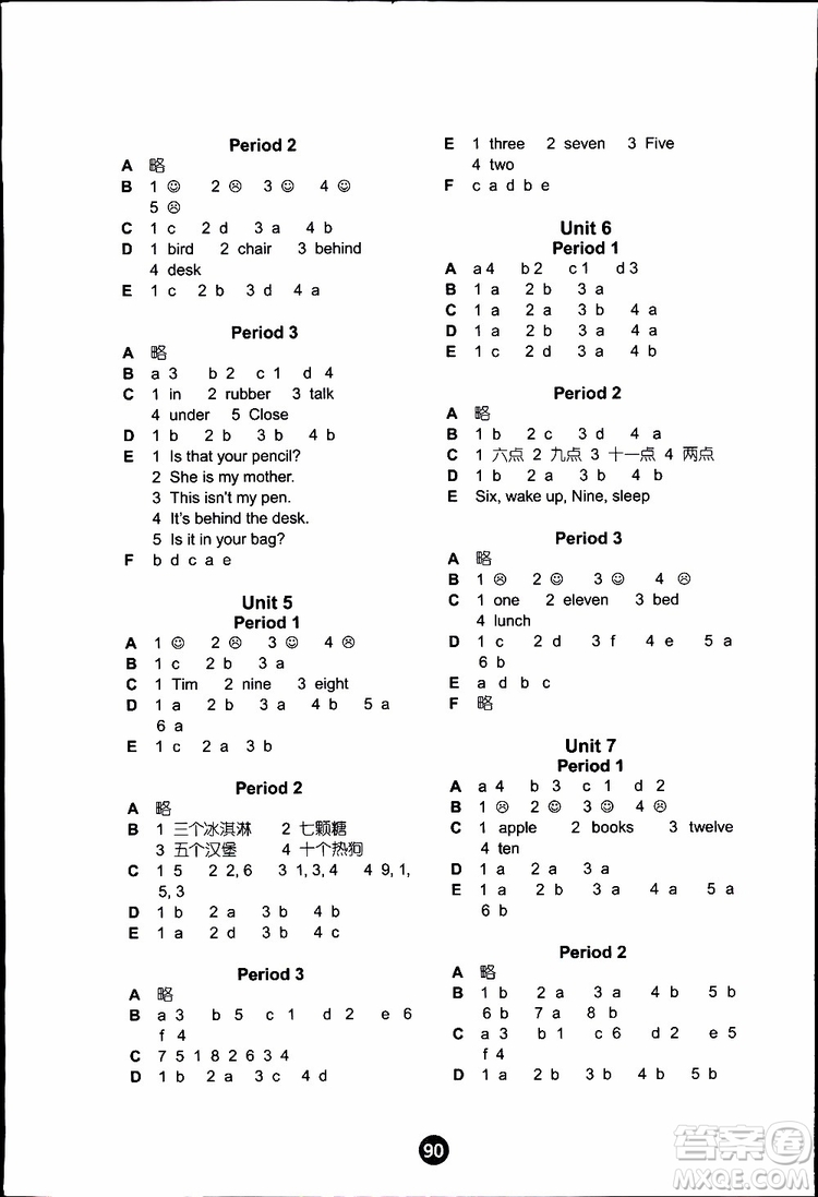 2019版小學(xué)英語(yǔ)課課練三年級(jí)下冊(cè)譯林版參考答案