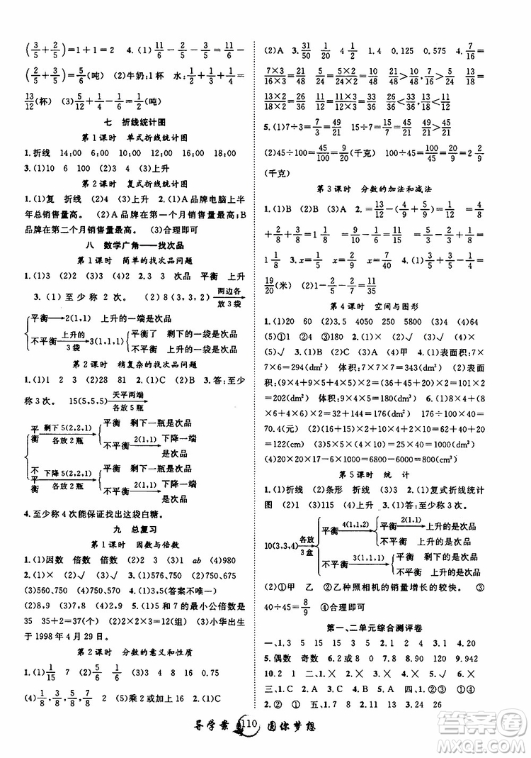 2019版優(yōu)質(zhì)課堂導(dǎo)學(xué)案五年級(jí)數(shù)學(xué)下冊(cè)人教版參考答案